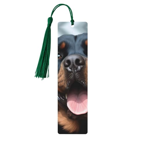 Rottweiler Lesezeichen mit Hundezungenkopf, Holz-Lesezeichen für Buchliebhaber, handgefertigtes Holz-Lesezeichen mit Quaste, Lesezeichen, Ornament, Geschenkanhänger, Etiketten für Basteldekorationen von FCTVASDM