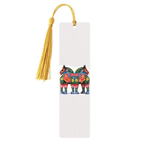 Runner schwedisches Dala-Pferd-Lesezeichen aus Holz, Lesezeichen für Buchliebhaber, handgefertigtes Holz-Lesezeichen mit Quaste, Lesezeichen, Ornament, Geschenkanhänger, Etiketten für Runner schwedisches Dala-Pferd-Lesezeichen aus Holz, Lesezeichen für Buchliebhaber, handgefertigtes Holz-Lesezeichen mit Quaste, Lesezeichen, Ornament, Geschenkanhänger, Etiketten für von FCTVASDM