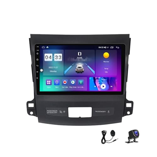 FDCHZQ 9 Zoll Android 13 Autoradio kompatibel mit Mitsubishi Outlander Touchscreen Autoradio Bluetooth Wireless Car-Play Android Auto Multimedia Navigation Mit DSP FM RDS Radio,M500S 8core 4G+64G von FDCHZQ