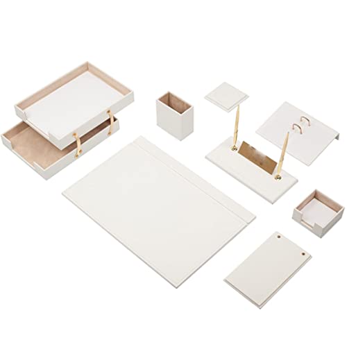 Schreibtisch-Set aus Leder mit doppelter Dokumentenablage, Schreibtisch-Organizer, Bürozubehör, Schreibtischzubehör, Büro-Schreibtischunterlage, Stiftebox (Farbe: J) (E) von FDHSFBDJQWOJICCC