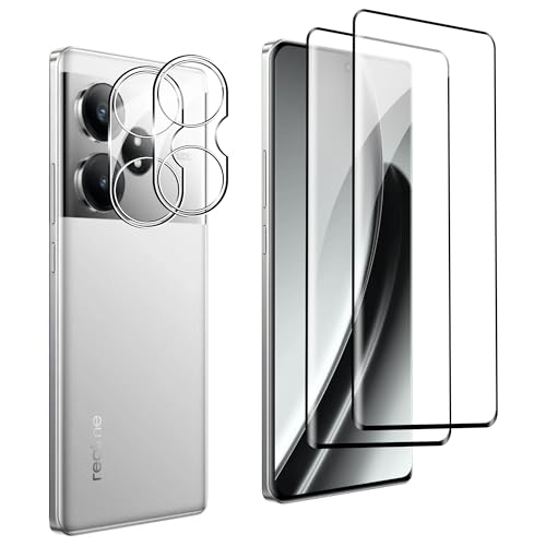 FDHYFGDY 2+2 Stück Schutzfolie für Realme GT 6/Realme GT 6T Panzerglas, Kameraschutz und Glasschutzfolie, 9H Härte, Anti-Bläschen HD Displayschutz von FDHYFGDY