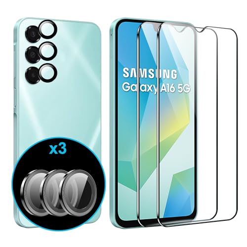 FDHYFGDY 2+3 Stück Schutzfolie für Samsumg Galaxy A16 5G Panzerglas, Kameraschutz und Glasschutzfolie, 9H Härte, Anti-Bläschen HD Displayschutz für Galaxy A16 5G Schutzfolie von FDHYFGDY