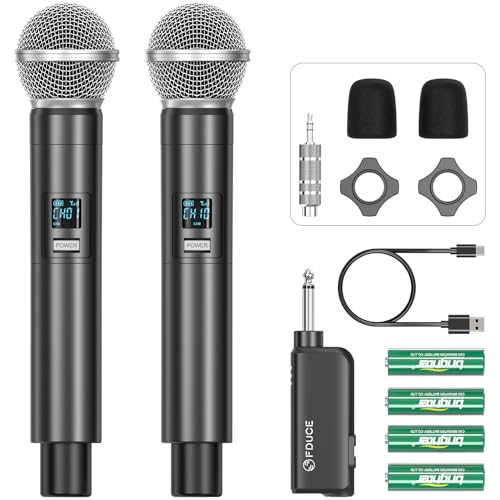 FDUCE W60 Wireless Microphone, Dynamic Lightweight UHF Microphone, Rechargeable Receiver with Volume Adjust Button, 1 for Karaoke, Wedding, Party, Church, Lecture (200ft) von FDUCE