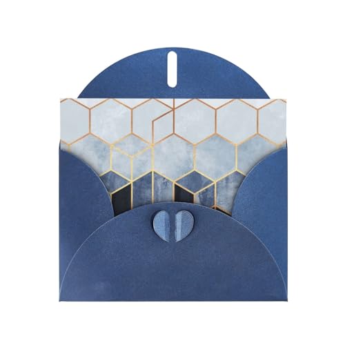 FEEHSP Bedruckte Weihnachtskarten aus perlmuttfarbenem Papier, 10,2 x 15,2 cm, Party-Einladungskarten, leere Grußkarten, blau-goldenes geometrisches Design von FEEHSP