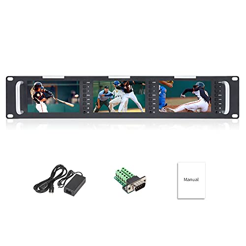 FEELWORLD T51 Triple 5 Zoll 2RU Broadcast SDI Rack Mount Monitor LCD 800×480 3G SDI HDMI AV Eingang und Ausgang von FEELWORLD