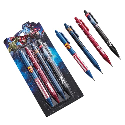 FEIFEI'S BOW 4 Stück Superhelden Druckbleistift Set 0,5 mm für Büro Schule Schreibwaren Versorgung Party Gastgeschenke Tütenfüller Geschenk (Set 01) von FEIFEI'S BOW