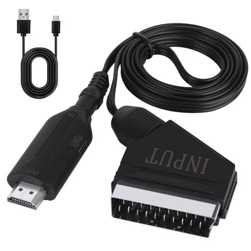 FENGQ All in One SCART zu HDMI Konverter, SCART auf HDMI Konverter, Scart HDMI Adapter mit SCART und HDMI Kabel mit HDMI Kabel für HDTV Monitor Xbox PS3 Projektor STB VHS Sky Blu-ray DVD Player von FENGQ