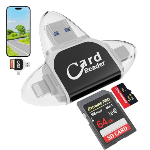 FENGQ Multi-Port 4 in 1 Universal SD TF Kartenleser, Micro SD Card Reader SD Kartenleser, Kamera Speicherkartenleser, Dual Kartensteckplatz Speicherkartenleser, für Android Phone Notebook Kamera von FENGQ