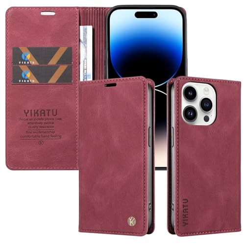 FERLAN Handyhülle für Samsung Galaxy A35 Hülle Wallet Premium Leder Klappbar für Samsung Galaxy A35 Flip Case Magnet Kartenfach Standfunktion Tasche Schutzhülle,Rotwein von FERLAN