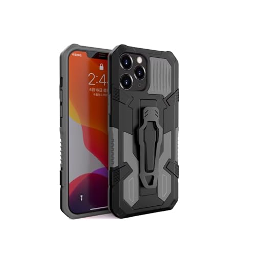 FERLAN Hülle Kompatibel mit Oppo Reno4/Reno4 5G, Panzerfolie Schutzfolie 2 Stück,Stoßfest Outdoor Handy Case Militärstandard Schutzhülle Robust Stürzen Heavy Duty Gürtelclip Handyhülle- Grau von FERLAN