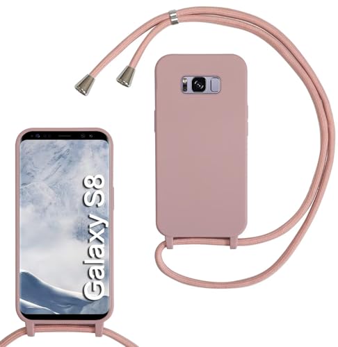 FERLAN Silikon Handykette für Samsung Galaxy S8 Hülle mit Band,Stylische Verstellbarer Halskette Handyhülle,Necklace Hülle mit Band,Handyhülle für zum Umhängen,Sandpulver von FERLAN