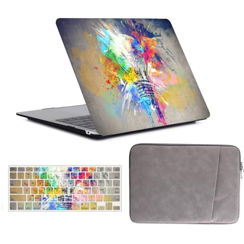 FFBOFFC Hülle Kompatibel mit MacBook Air 13,6 Zoll 2024 2022 Freisetzung Modell A2681 A3113 M3/M2 mit Retina Display & Touch ID, Leder Schutzhülle Hartschale Case & Laptop Tasche, Blendende Glühbirne von FFBOFFC