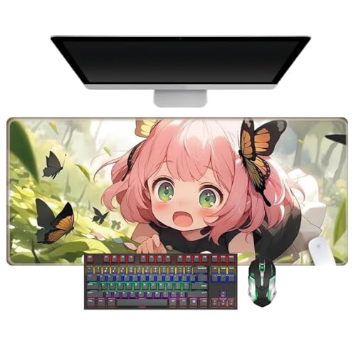 Japanisches Mauspad, Anime Spy Anya Forger, 800 × 300 × 4 mm, dick, wasserdicht, rutschfest, leicht zu waschen, für Desktop-Computer, Laptop für Gamer von FFCJJD