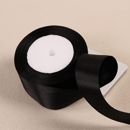 Handwerk Geschenke Verpackungsband, Ballonsband, 25 Yards 6 10 15 20 25 40 50 mm Satinband Bänder for Party Hochzeit Dekoration handgemachte Rose Schmetterling Haarspange Geschenke Band(Black,40mmSati von FFENFRYOU