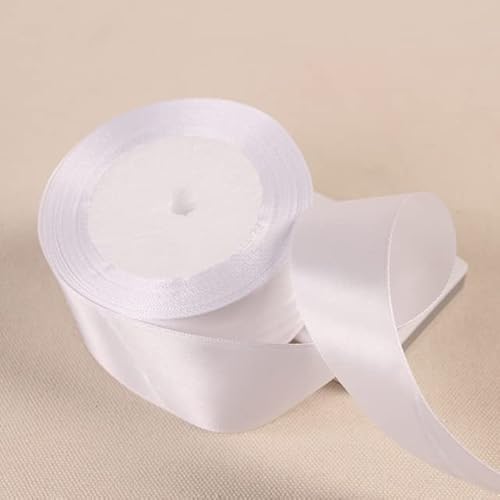 Handwerk Geschenke Verpackungsband, Ballonsband, 25 Yards 6 10 15 20 25 40 50 mm Satinband Bänder for Party Hochzeit Dekoration handgemachte Rose Schmetterling Haarspange Geschenke Band(White,50mmSati von FFENFRYOU