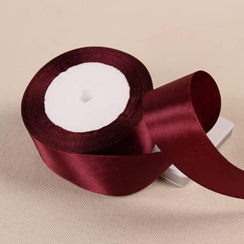 Handwerk Geschenke Verpackungsband, Ballonsband, 25 Yards 6 10 15 20 25 40 50 mm Satinband Bänder for Party Hochzeit Dekoration handgemachte Rose Schmetterling Haarspange Geschenke Band(Wine red,40mmS von FFENFRYOU