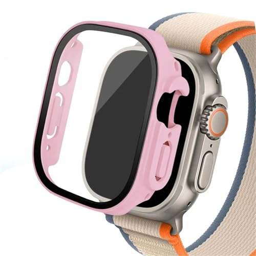 FFHAO Glashülle für Apple Watch Ultra 2, 49 mm, Smar Twatch, Polycarbonat, Displayschutzfolie, gehärtetes Gehäuse, iWatch-Serie, Bandzubehör (Rot / Rosa 06, Ultra 49 mm) von FFHAO