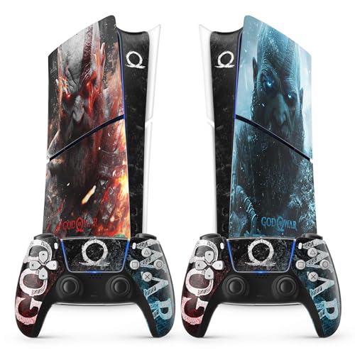 PS5 Kratos Sticker, Aufkleber für Playstation 5, Konsole und Controller, Slim Edition Digital, Kratos Skin (2 Controller) von FFrame