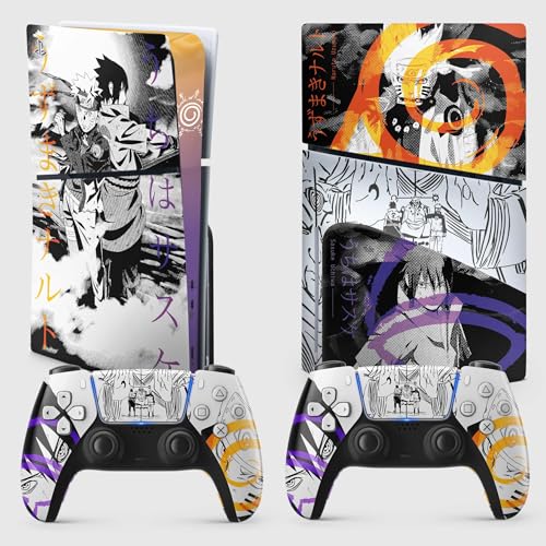 PS5 Skin Slim Naruto, Aufkleber Playstation 5 Manga, Konsole und Controller, Edition Slim Disk, Skin Hokage PS5 (2 Controller) von FFrame