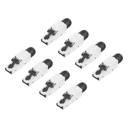 FGB RJ45 Netzwerkstecker Werkzeuglos Vergoldete Kontakte CAT 6a Lan Stecker für Ethernet Verlegekabel 10 Gbps UTP CAT 6a CAT 6 CAT 5, 8 Stück von FGB