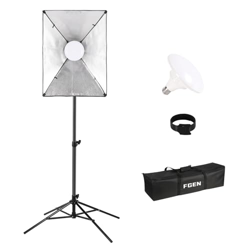 135W 5500K Softbox, FGen Upgraded Vierbeinigen Stand Foto Licht 83 CRI LED Monochrome Bulb, 50X70cm Foto Lighting Kit, 300cm Längeres Kabel mit E27-Schnittstelle für Fotostudio Licht von FGen