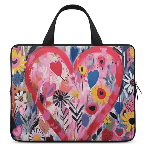 Laptop-Umhängetasche, Laptoptasche, Computertasche, Pfirsichblume, Herz, Messenger-Tasche für Unisex, Pfirsichblumen-Herz, 15inch von FHPCE