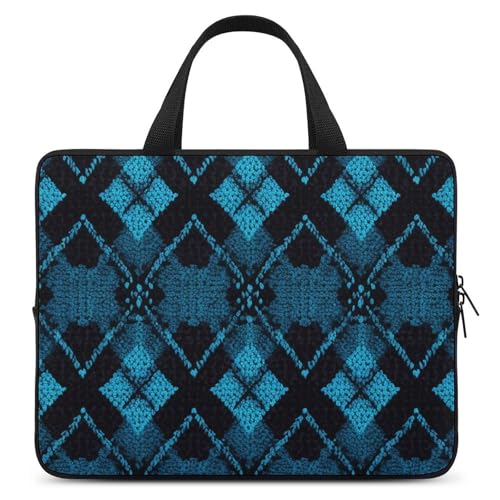 Laptop-Umhängetasche, Laptoptasche, Computertasche, blaues Rautenmuster, Messenger-Tasche für Unisex, blaues Rautenmuster, 30,5 cm (12 Zoll) von FHPCE