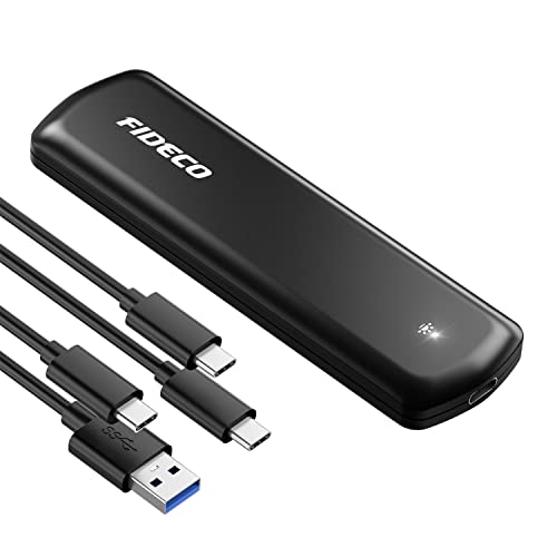 FIDECO M.2 NVME Gehäuse, USB 3.2 Gen 2 NVMe SSD Gehäuse-Adapter mit 10Gbps Übertragung, Festplattengehäuse für 2230 2242 2260 2280 M.2 NVMe/SATA SSD von M-Key oder M+B Key von FIDECO