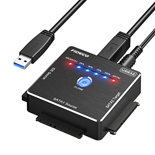 FIDECO USB 3.0 zu IDE und SATA Adapter, SATA zu IDE Festplatten Konverter, Externes Festplattenadapter für 2,5 und 3,5 Zoll HDD SSD, DVD-ROM/CD-ROM/CD-RW, Unterstützt Offline-Klonen FIDECO USB 3.0 zu IDE und SATA Adapter, SATA zu IDE Festplatten Konverter, Externes Festplattenadapter für 2,5 und 3,5 Zoll HDD SSD, DVD-ROM/CD-ROM/CD-RW, Unterstützt Offline-Klonen von FIDECO