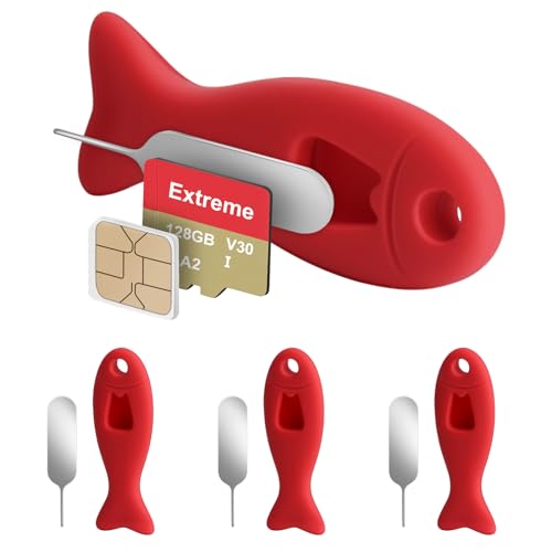 FIDWALL 4er-Pack SIM-Karten-Entfernungswerkzeug mit integriertem SIM-Kartenspeicher – enthält Auswurfstifte, Nadelöffner, kompatibel mit iPhone, Samsung und weiteren Mobiltelefonen (4er-Pack, Rot) von FIDWALL