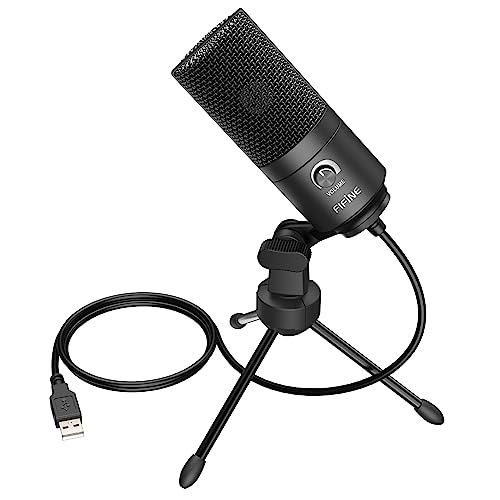 FIFINE USB Mikrofon PC Gaming, Microphone für MAC PS4 PS5, Podcast Mikrofon mit Ständer, Studioqualität Aufnahme kondensator Microfon für Streaming, Studio -Schwarz von FIFINE