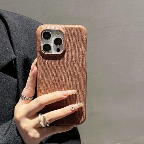 FIFTHAVE Handyhülle Kompatibel mit iPhone 16 Plus Hülle Ultra Dünn Stoff Schutzhülle 6,7",Matt Hülle für iPhone 16 Plus Weiches Bumper Cover Fabric Textur Anti-Fingerabdruck Case-Braun von FIFTHAVE