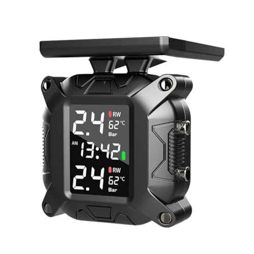 FIGGRITID Motorrad TPMS Solar Power Reifendruckmonitor Echtzeit Reifendrucküberwachungssystem Temperatursensor Einfach zu bedienen von FIGGRITID