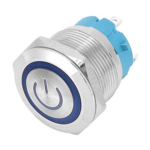 IP65-Niveau-Drucktastenschalter aus Edelstahl, 22 Mm, 1 Schließer, mit Power-Lichtschild für 3–6 VDC (BLUE) von FILFEEL