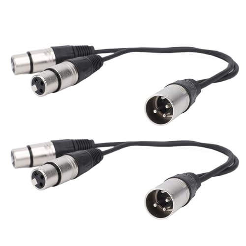 XLR-Splitterkabel, Dual-XLR-Stecker auf XLR-Y-Kabel, Symmetrischer Patch-Mikrofonkabel-Adapter, 30 cm, für Mischpulte, Lautsprecher, Kameras (2PCS) von FILFEEL