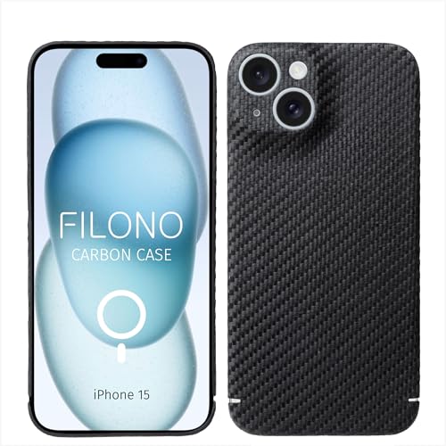 FILONO Carbon Hülle für iPhone 15, ultradünn, kompatibel mit MagSafe von FILONO