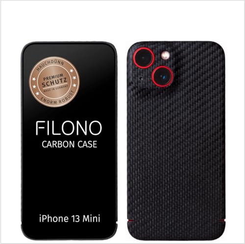 FILONO Carbon Hülle iPhone 13 Mini Ultra dünn | Made in Germany | mit Kamera-Schutz | Carbon Case von FILONO