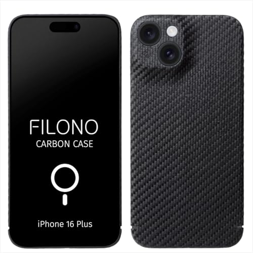 FILONO Carbon Hülle iPhone 16 Plus Ultra dünn | Made in Germany | mit Kamera-Schutz, kompatibel mit MagSafe | Carbon Case von FILONO