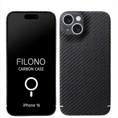 FILONO iPhone 16 Carbon Hülle Ultra dünn | Made in Germany | mit Kamera-Schutz, kompatibel mit MagSafe | Carbon Case von FILONO