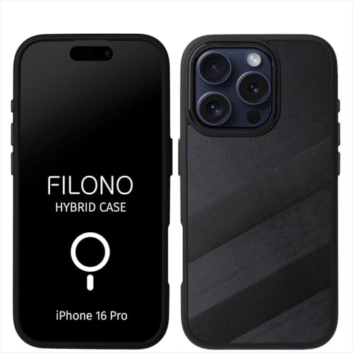 FILONO iPhone 16 Pro Carbon Hülle dünn | Made in Germany | mit Kamera-Schutz, kompatibel mit MagSafe | Hybrid Case von FILONO