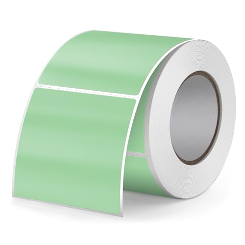 FINDAT Grün Thermo-Etiketten 50 x 50 mm Vinyl Rolle Selbstklebende Thermo-Aufkleber Wasserdichtes Quadratische Drucker-Etiketten für Büro DIY Design Barcode Versand 500 Stück Green von FINDAT