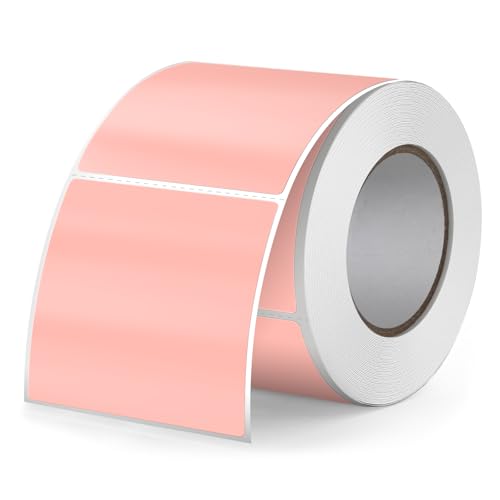 FINDAT Rosa Thermo-Etiketten 50 x 50 mm Vinyl Rolle Selbstklebende Thermo-Aufkleber Wasserdichtes Quadratische Drucker-Etiketten für Büro DIY Design Barcode Versand 500 Stück Pink von FINDAT