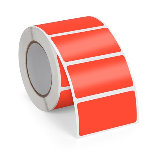 FINDAT Rot Thermo-Etiketten 50 x 25 mm Vinyl Rolle Selbstklebende Thermo-Aufkleber Wasserdichtes Rechteck Drucker Etiketten für Büro DIY Design Barcode Versand 500 Stück von FINDAT