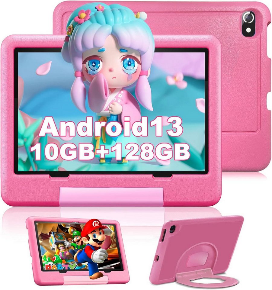 FIRMAST Fur Kinder Mit Octa-Core, 1080P IPS Hüllen Tablet (10", 128 GB, Android 13, mit Kindersicherung, 6000 mAh, Dual-Kamera, WiFi, Bluetooth 5.0) von FIRMAST