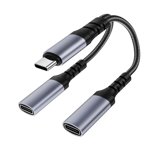 FIRSTXIU Kopfhörer Konverterkabel USB C Auf USB C Kopfhörer Adapter USB C Stecker Auf Buchse Typ C Und 60-W Lade Dongle von FIRSTXIU