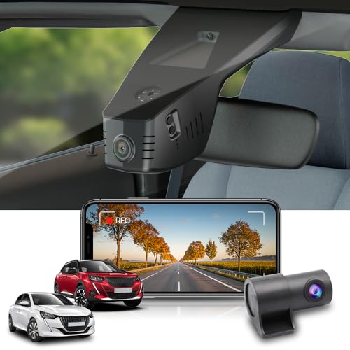 Fitcamx Dashcam Auto Vorne Hinten 2160P+1080P Kompatibel mit Peugeot 208 e-208 2008 e-2008 2019-2023 2nd Gen (HD2-9366), OEM Dashcam 4K Video WiFi, Loop-Aufnahm, G-Sensor, WDR, Plug&Play, 128GB Karte von FITCAMX