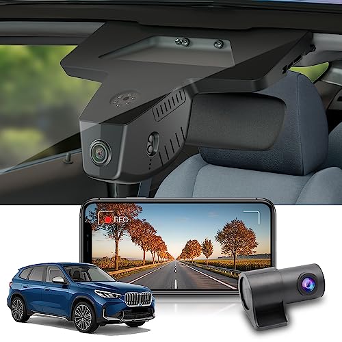 Fitcamx Dashcam Auto Vorne Hinten Geeignet für BMW X1 & iX1 (U11) 2023, Dashcam 4K UHD 2160P+1080P Video WiFi, Loop-Aufnahme, G-Sensor, OEM BMW Zubehör, Plug & Play, WDR Dasch-cam Auto, 128GB-Karte von FITCAMX