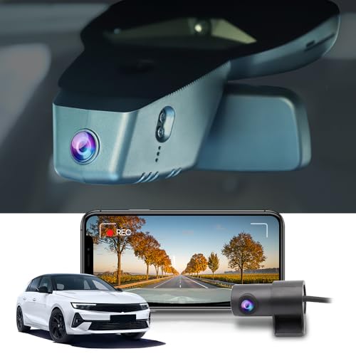 Fitcamx Dashcam Vorne Hinten 2160P+1080P Passend für Opel Vauxhall Astra 2021 2022 2023 2024, OEM Dashcam 4K UHD Video WiFi, G-Sensor, Loop-Aufnahm, Night Vision, WDR Dasch-cam Auto, 128 GB-Karte von FITCAMX