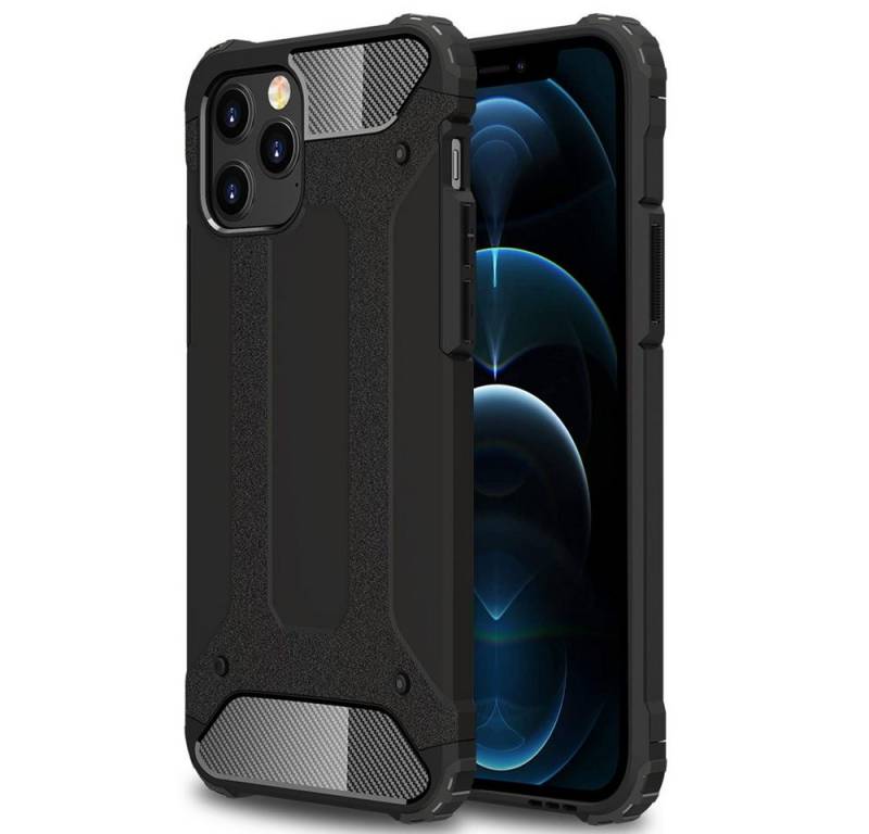 FITSU Handyhülle Outdoor Hülle für iPhone 12 Pro Max Schwarz, Robuste Handyhülle Outdoor Case stabile Schutzhülle mit Eckenschutz von FITSU