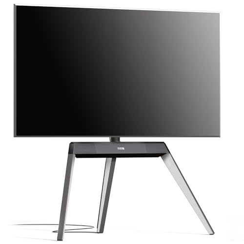 FITUEYES Design TV Ständer für 55 60 65 70 75 78 Zoll Fernseher TV Stand im Staffelei Design höhenverstellbar Schwenkbar TV Standfuss aus Holz mit Kabelmanagement (Weiß) von FITUEYES